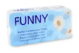 FUNNY Toilettenpapier 3-lagig, 250 Blatt Zellstoff weiß, 9 x 8 Rollen, hochweiß
