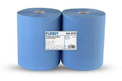 Industrierolle 36 cm, 2-lagig, blau Zellstoff, 1.000 Blatt, 2 Rollen