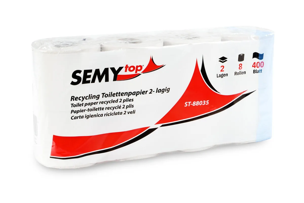 Toilettenpapier 2-lagig, 400 Blatt Recycling grau, 7 x 8 Rollen