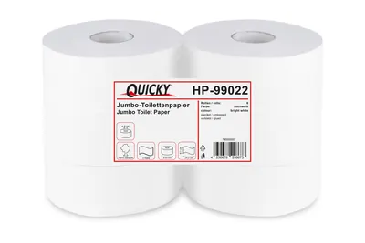 Jumbo-Toilettenpapier, 2-lagig Zellstoff weiß, Ø 25 cm, 6 Rollen   HP-99022*