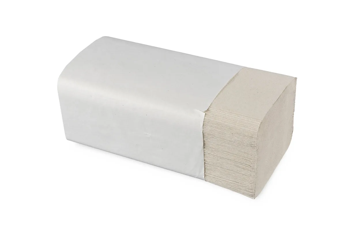Papierhandtuch, V-Falz, 1-lagig, recycling natur 25 x 23 cm, V-Falz, 5.000 Blatt