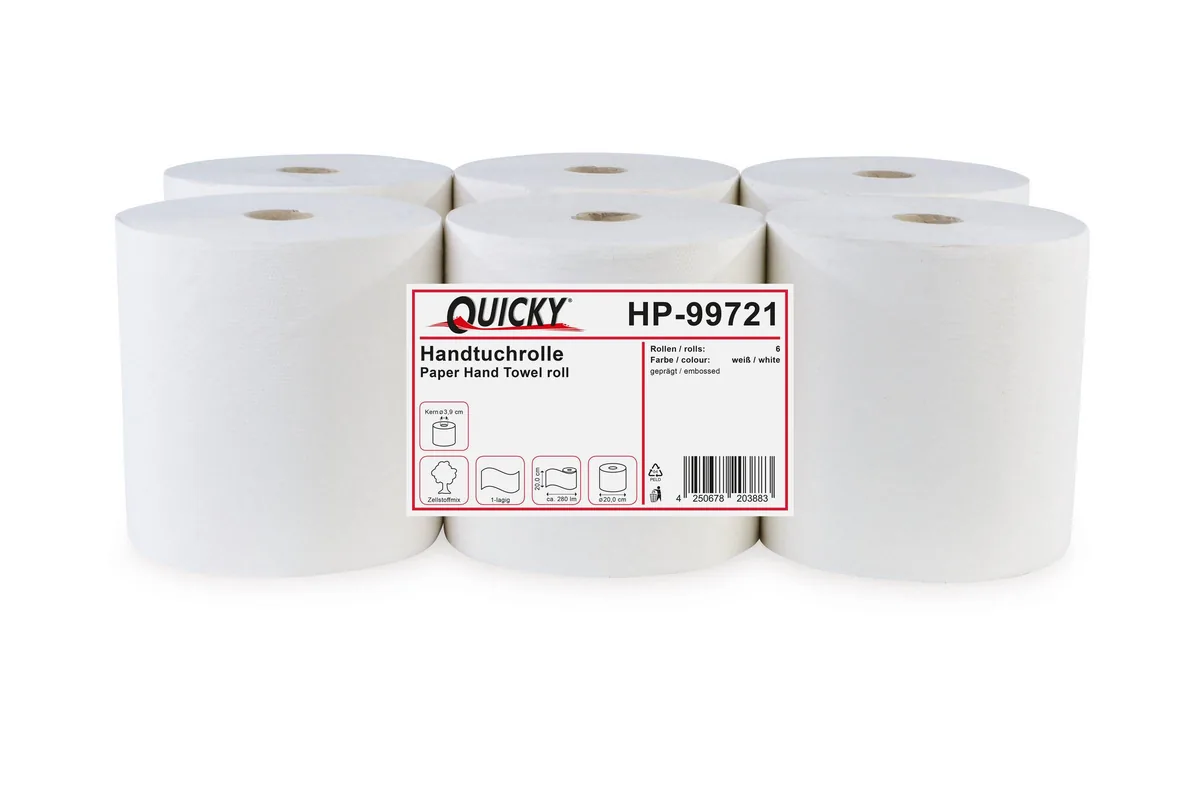 Handtuchrolle Autocut 20 cm, 1-lagig, weiß, Ø 19 cm, 6 Rollen