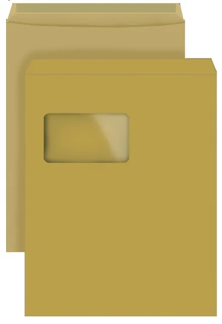 Versandtaschen DIN C4, natron/braun, mit Fenster, SK, 90g/qm