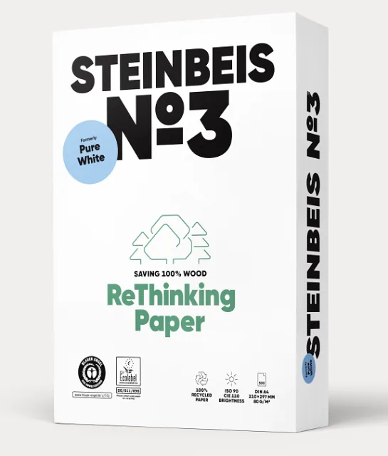 Steinbeis No.3 Pure White Recyclingpapier 80g/qm DIN A3, recyclingweiss