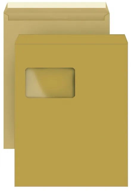 Versandtaschen DIN C4, natron/braun, mit Fenster, HK, 110g/qm