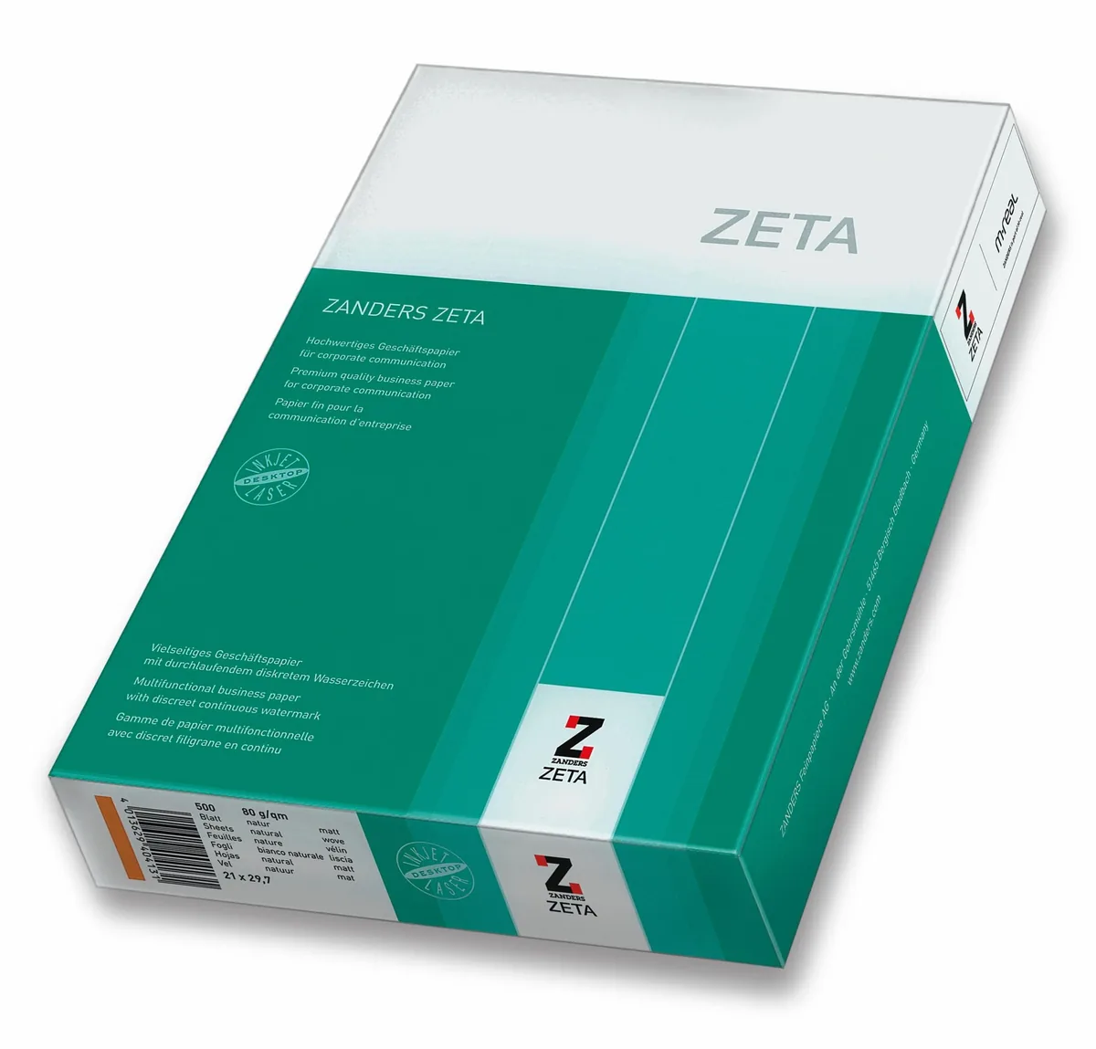 ZANDERS Zeta matt, natur, mit Wasserzeichen - 80g/qm DIN A4, hochweiss