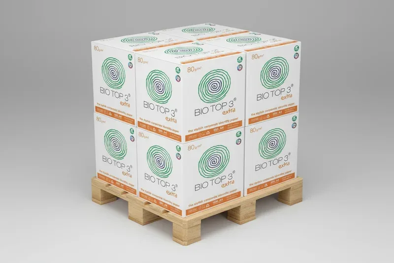 BIO TOP 3® extra Kopierpapier 80g/qm DIN A3 - Palette (50.000 Blatt), Naturfärbung, Kopierpapier, naturweiss