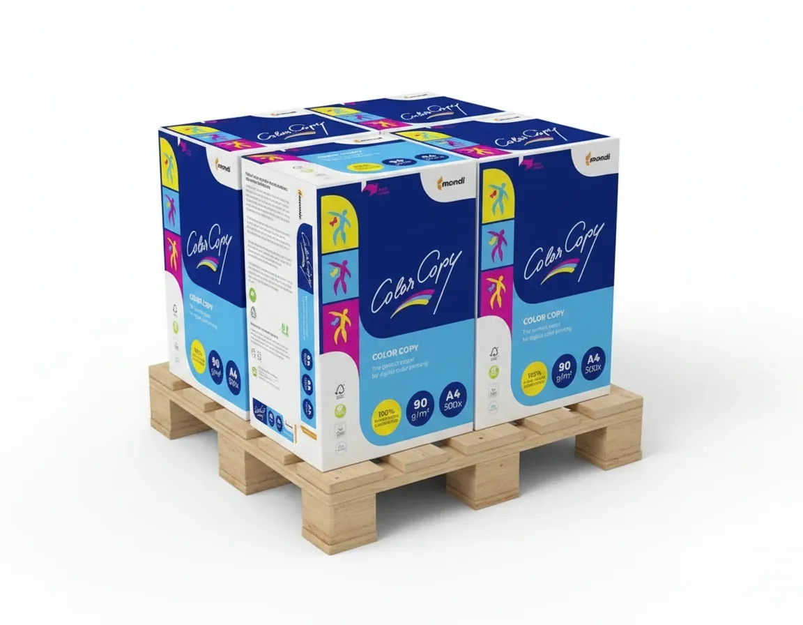 Color Copy Farblaserpapier 90g/qm DIN A4 - Palette (100.000 Blatt), hochweiss, satiniert, Farblaserpapier