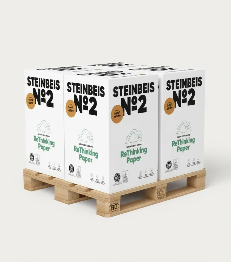 Steinbeis No.2 Trend White Recyclingpapier 80g/qm DIN A4 - Palette (100.000 Blatt), recyclingweiss